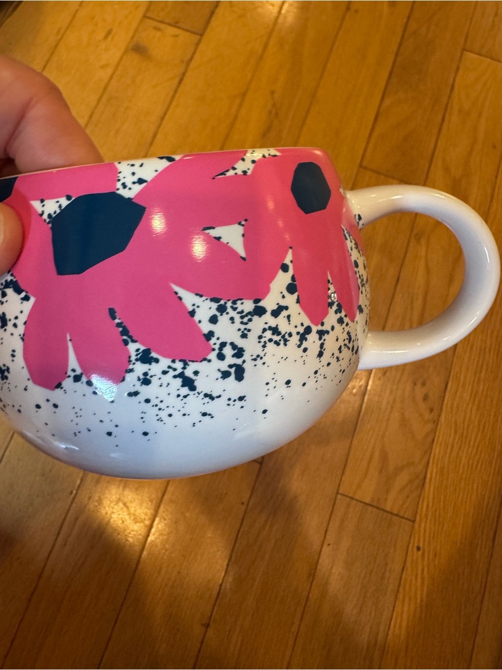 Starbucks 2023 Pink Blue Flower Floral Speckled Ceramic Mug 14 oz Coffee Tea Cup - Picture 2 of 9